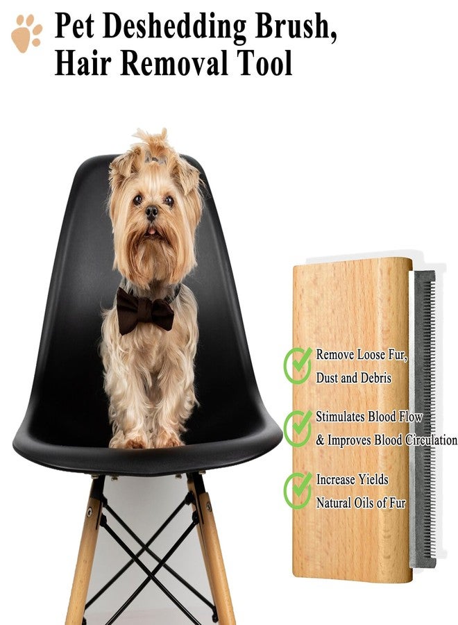 DEEUCHIS Wooden Deshedding Brush for Dogs, Cats & Horses, Deshedding Grooming Tool Curry Comb Pet Hair Removal Tool, Deshedding Dog Brush Combs for All Hair Types (4.33 Inch) - Image 3